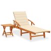 Garden Sun Lounger with Cushion Solid Wood Acacia