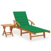 Garden Sun Lounger with Cushion Solid Wood Acacia