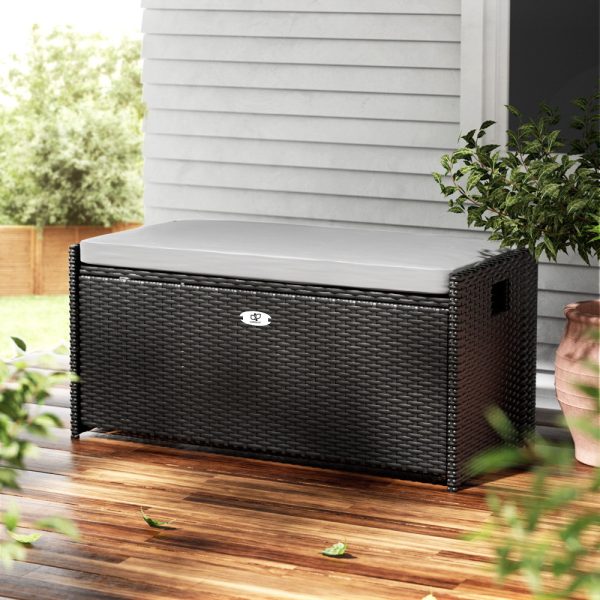 Outdoor Storage Bench Box Garden Sheds Tools Wicker Cushion Patio Chair