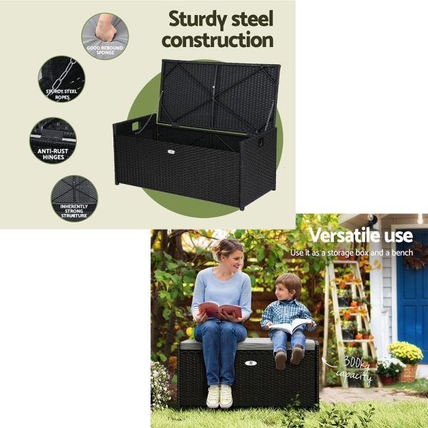 Outdoor Storage Bench Box Garden Sheds Tools Wicker Cushion Patio Chair