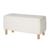 Storage Ottoman Blanket Box Teddy Fabric Chest Toy Foot Stool Couch White