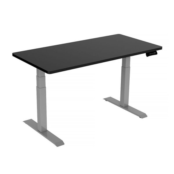 120cm Standing Desk Height Adjustable Sit Grey Stand Motorised Dual Motors Frame Black Top