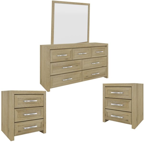 Gracelyn Set of 2 Bedside 3 Drawers Dresser Mirror Bedroom Cabinet – Smoke