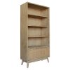 Grevillea Bookshelf Bookcase 4 Tier Drawers Solid Acacia Timber Wood – Brown