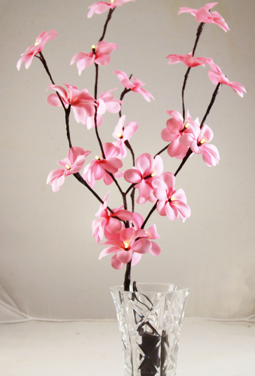 1 Set of 50cm H 20 LED Pink Frangipani Tree Branch Stem Fairy Light Wedding Event Party Function Table Vase Centrepiece Decoration Girl Bedroom