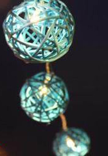 1 Set of 20 LED Turquoise 5cm Rattan Cane Ball Battery Powered String Lights Christmas Gift Home Wedding Party Bedroom Decoration Table Centrepiece