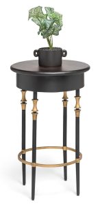 Honeygo Wooden Round Gold Black Side Table with Finial Legs