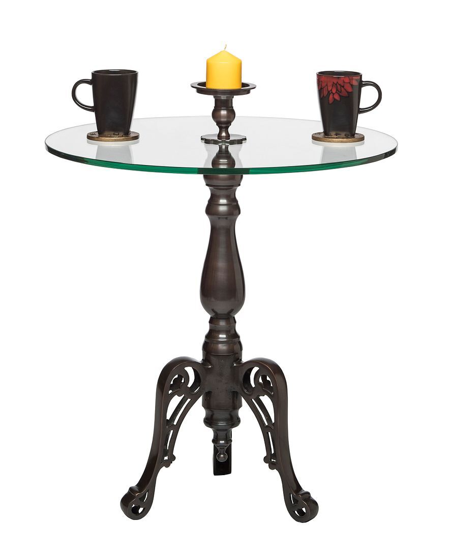 Iron Round Glass Coffee Table with Detachable Candle Holder