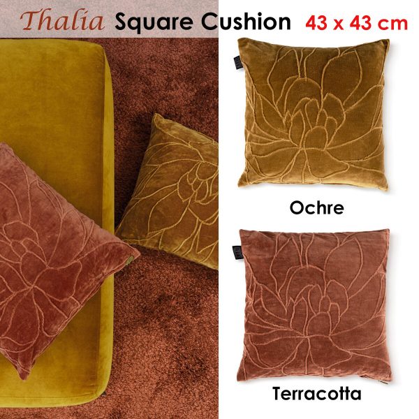 Bedding House Thalia Terracotta Filled Square Cushion