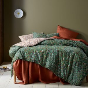 Lisa Green Washed Cotton Printed Quilt Cover Set King