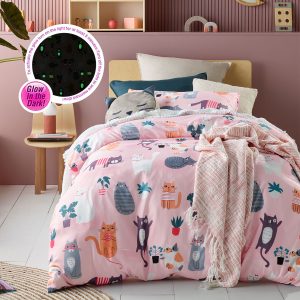 Miaow Glow in the Dark Quilt Cover Set Double