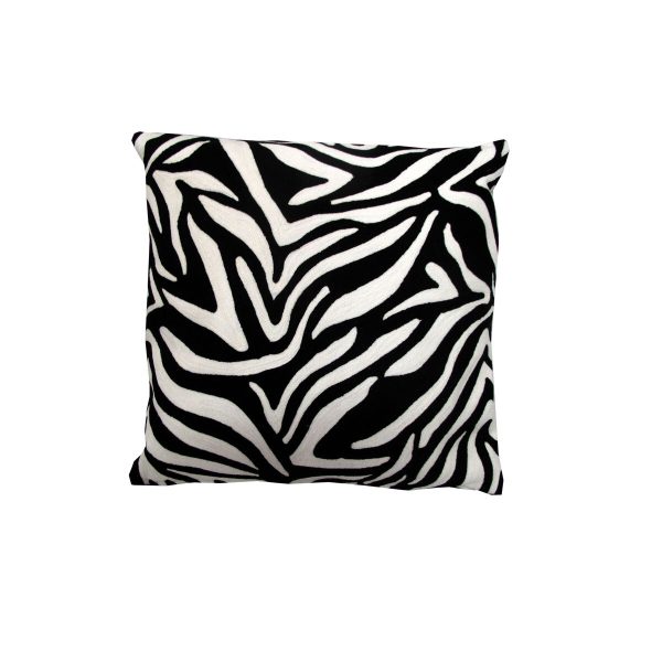 J.Elliot Home Zebra Embroidered Black Filled Cushion 43 x 43 cm