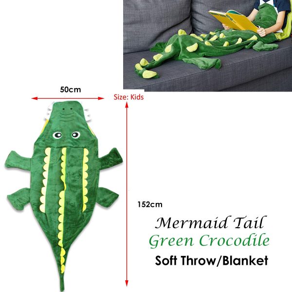Mermaid Tail Crocodile Green Soft Blanket Throw