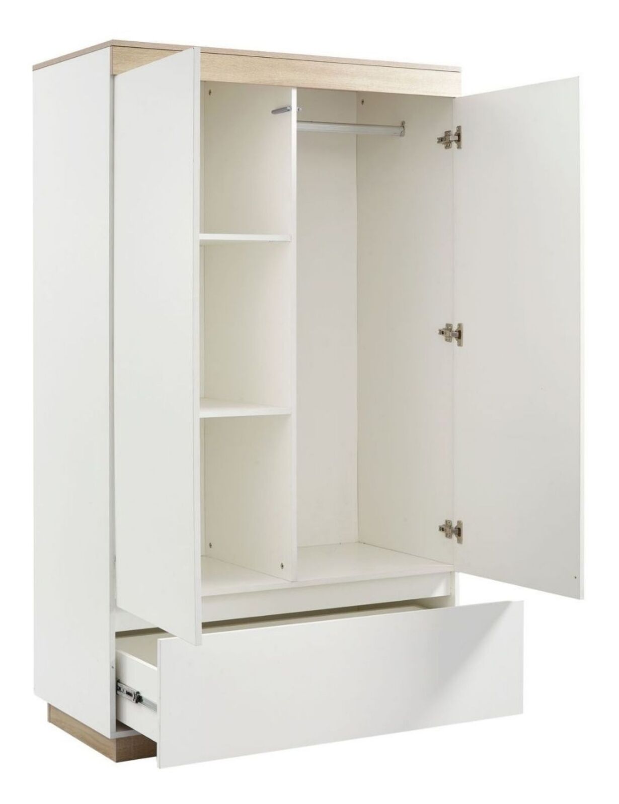 Industrial Contemporary White Oak Wardrobe - Mattress Discount