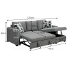 Fontana Pullout Sofa Bed with Storage Chaise Lounge  Sarantino – Grey