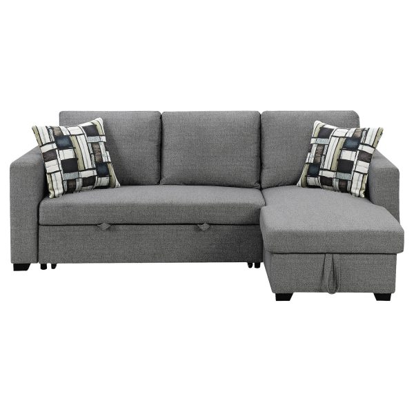 Fontana Pullout Sofa Bed with Storage Chaise Lounge  Sarantino – Grey