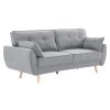 Elle Button-Tufted Fabric Sofa Bed w/ Cushions by Sarantino Light Grey