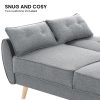 Elle Button-Tufted Fabric Sofa Bed w/ Cushions by Sarantino Light Grey
