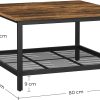 Robust Coffee Table Steel Frame and Mesh Storage Shelf,  Rustic Brown and Black