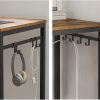 Home Office Desk with 8 Hooks 140 x 60 x 75 cm Rustic Brown and Black