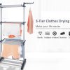 3 Tier Foldable Clothes Drying Rack for Laundry Dryer with Hanger Stand Rail Indoor