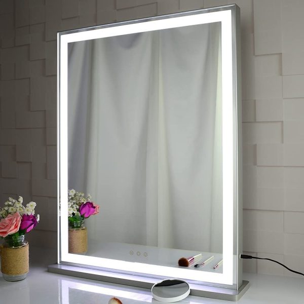 10x Magnification Mirror with Smart Touch Control and 3 Colors Dimmable Light for Bathroom and Bedroom (71 x 57 cm)
