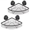 2 Pack Round Corner Shower Caddy Shelf Basket Rack with Premium Vacuum Suction Cup No-Drilling for Bathroom and Kitchen