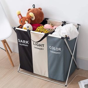 3 in 1 Large 135L Laundry Clothes Hamper Basket with Waterproof bags and Aluminum Frame (Multi)