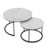 Executive Stone Nested Coffee Table Set – White & White