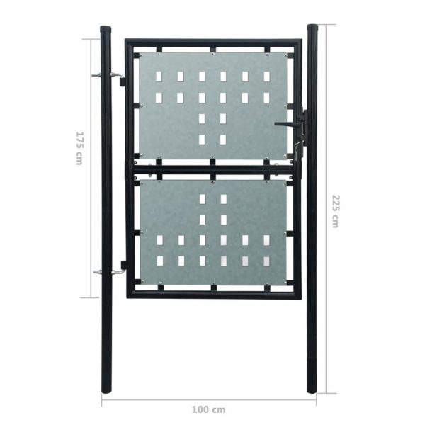 Black Single Door Fence Gate 100 x 225 cm