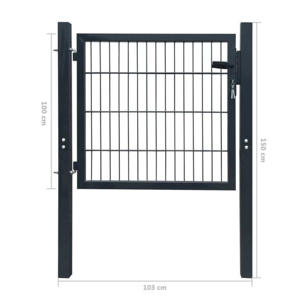 Fence Gate Steel Anthracite 105×150 cm