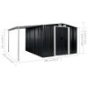 Garden Shed with Sliding Doors Anthracite 386x259x178 cm Steel