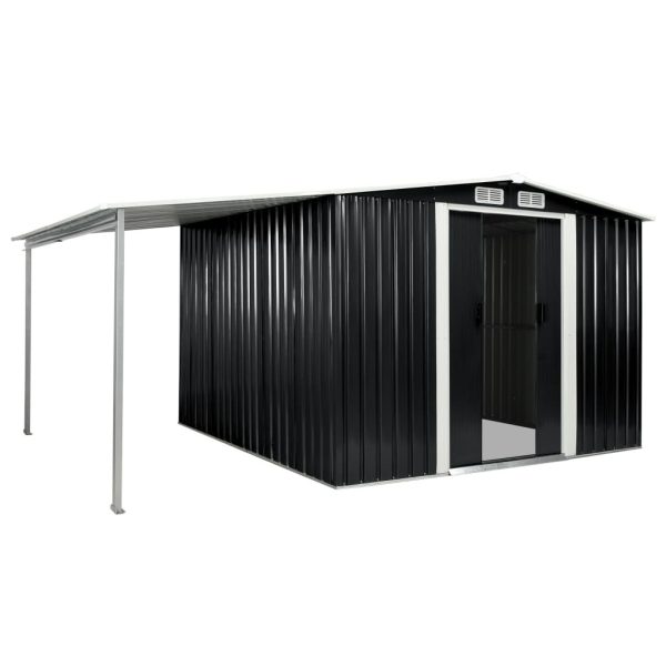 Garden Shed with Sliding Doors Anthracite 386x259x178 cm Steel