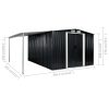Garden Shed with Sliding Doors Anthracite 386x312x178 cm Steel