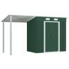 Garden Shed with Extended Roof Green 346x121x181 cm Steel
