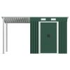 Garden Shed with Extended Roof Green 346x121x181 cm Steel