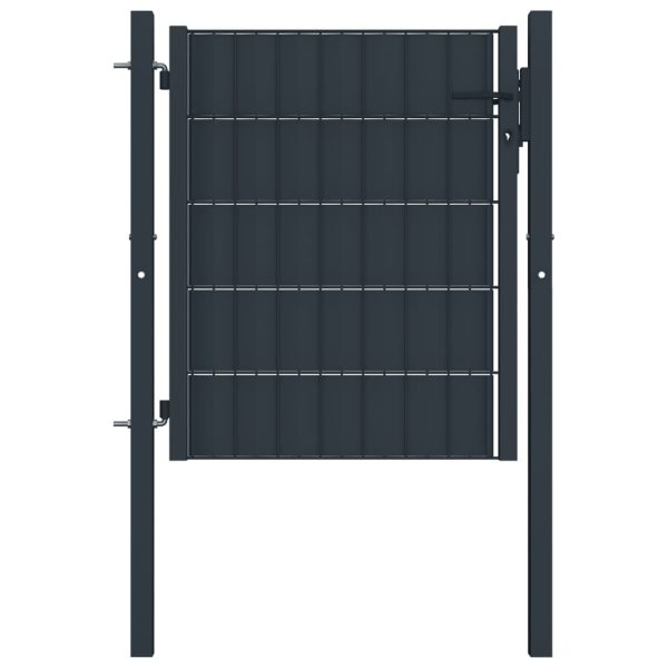 Fence Gate PVC and Steel 100×101 cm Anthracite
