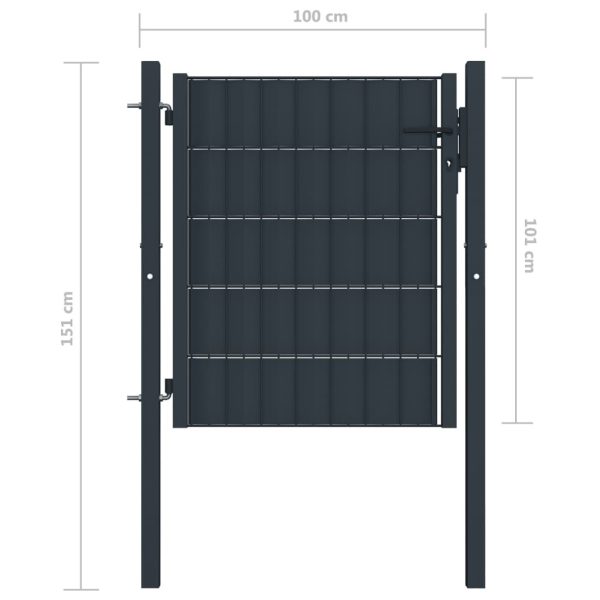 Fence Gate PVC and Steel 100×101 cm Anthracite