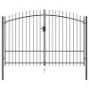 Fence Gate Double Door with Spike Top Steel 3×1.75 m Black