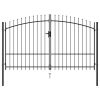 Fence Gate Double Door with Spike Top Steel 3×2 m Black