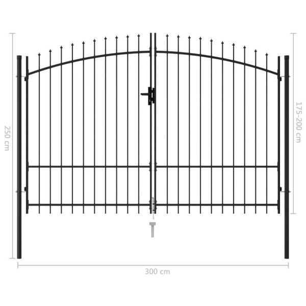 Fence Gate Double Door with Spike Top Steel 3×2 m Black