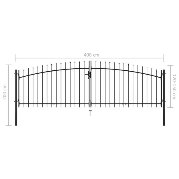 Double Door Fence Gate with Spear Top 400×200 cm