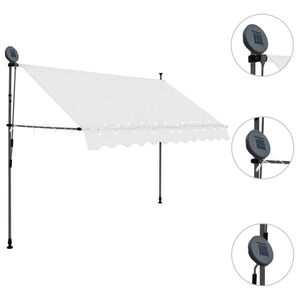 Manual Retractable Awning with LED 300 cm Cream