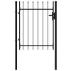 Fence Gate Single Door with Spike Top Steel 1×1.2 m Black