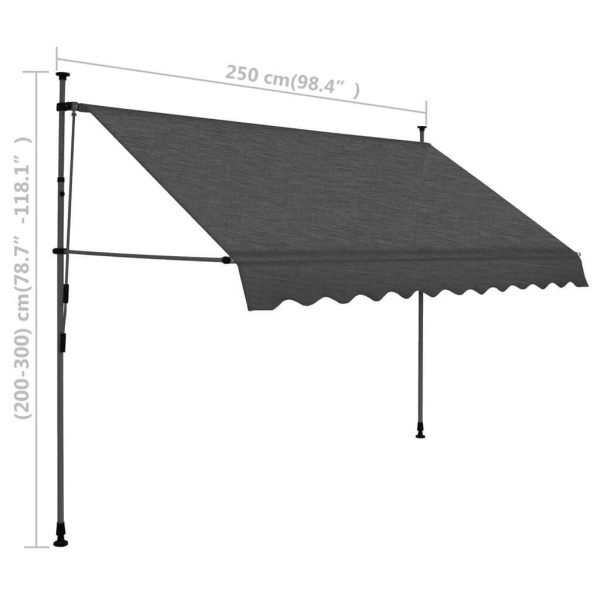 Manual Retractable Awning with LED 250 cm Anthracite