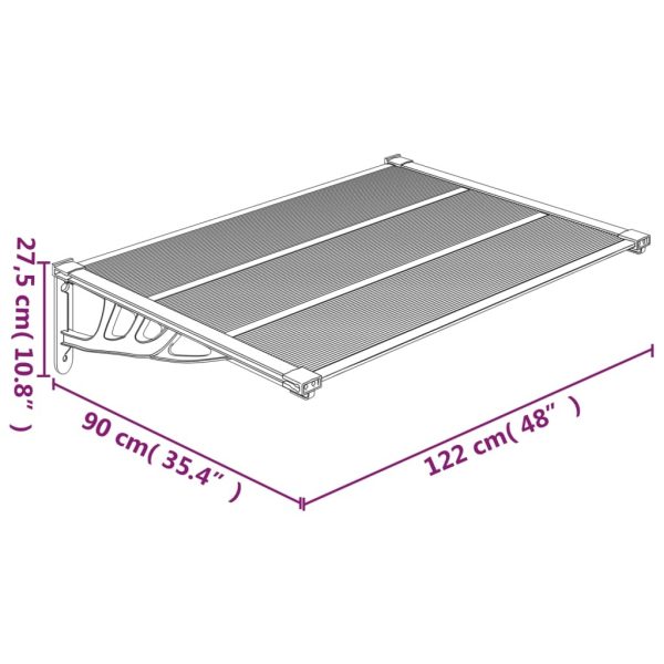 Door Canopy Grey and Transparent 122×90 cm Polycarbonate