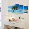 Canvas Wall Print Set Sand Beach with Palm Tree 100 x 50 cm