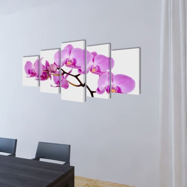Canvas Wall Print Set Orchid 200 x 100 cm