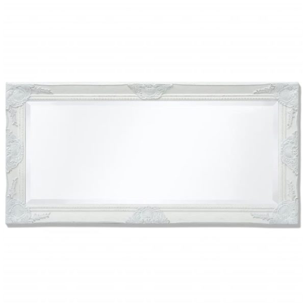 Wall Mirror Baroque Style 100×50 cm White