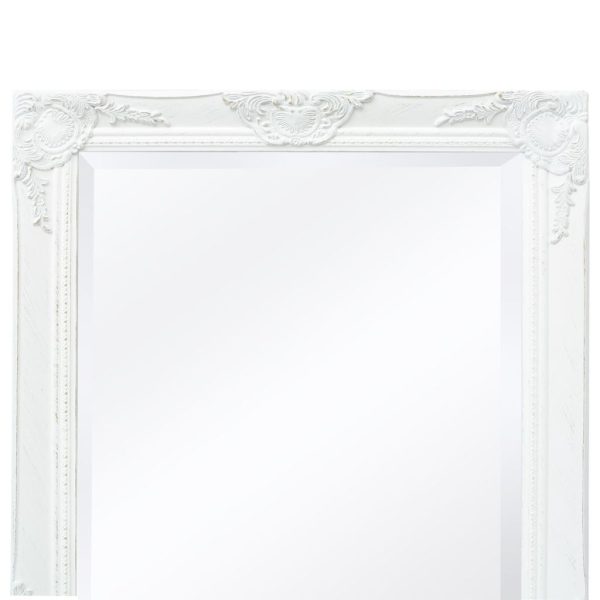 Wall Mirror Baroque Style 120×60 cm White